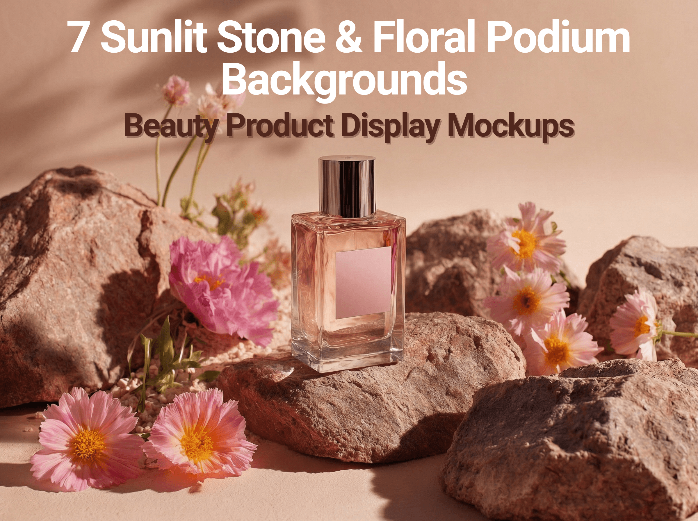 7 Sunlit Stone & Floral Podium Backgrounds